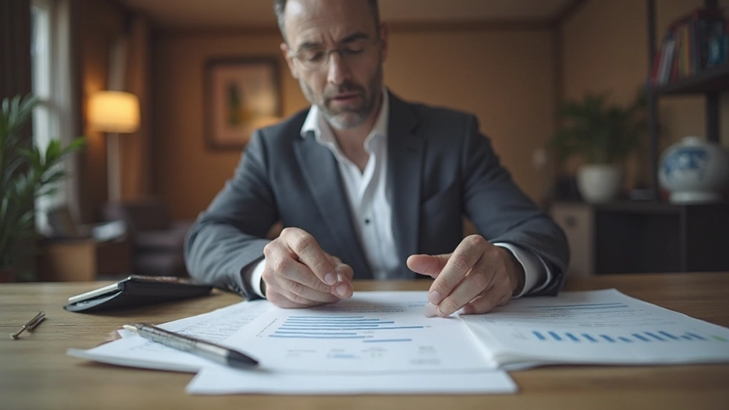 Профессиональное фото человека, ведущего финансовый анализ с документами и калькулятором