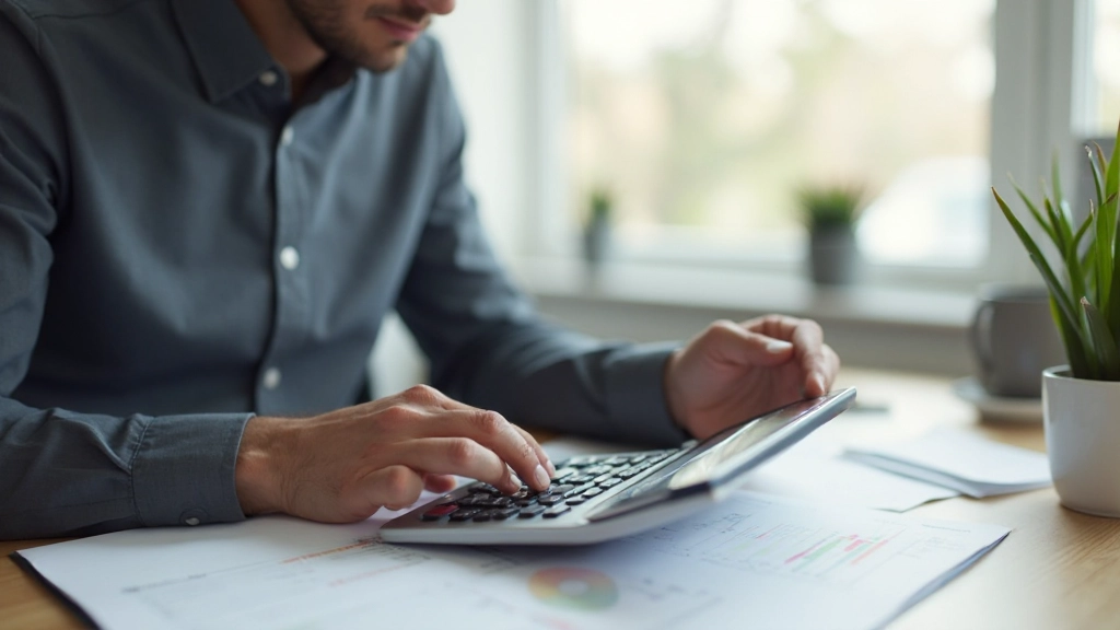 Руки человека с калькулятором и счетами