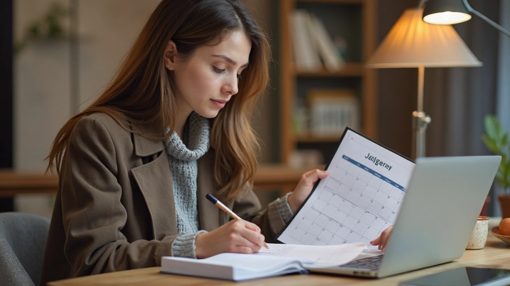 Ноутбук с календарем и планом бюджета на месяц