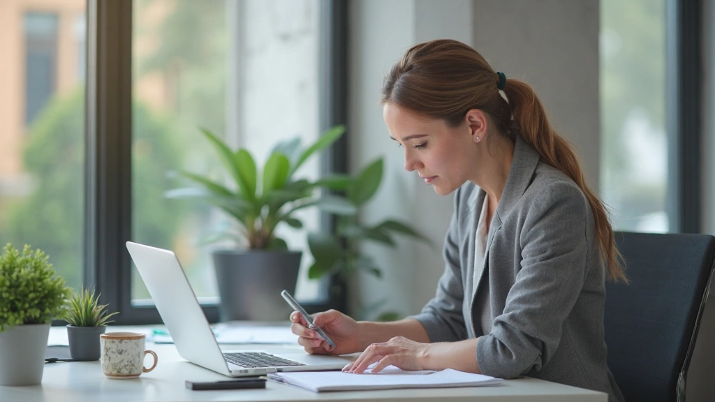 Профессиональное рабочее пространство с ноутбуком и финансовыми документами для анализа расходов